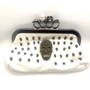 White Skull-Studded Women’s Clutch